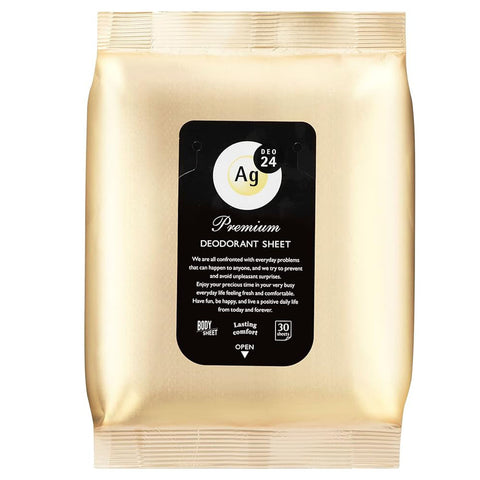AG Deo 24 Premium Deodorant & Antiperspirant Shower Sheet Unscented 30 sheets