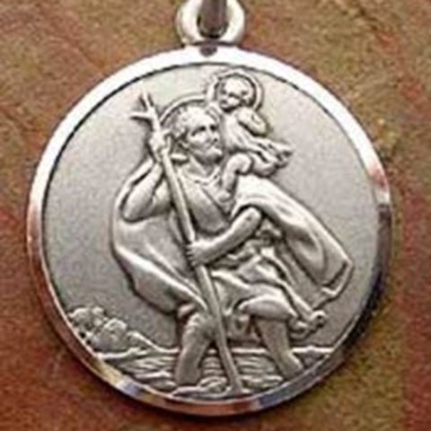 Sterling Silver 925 Medal St Christopher Pendant, Made in Italy