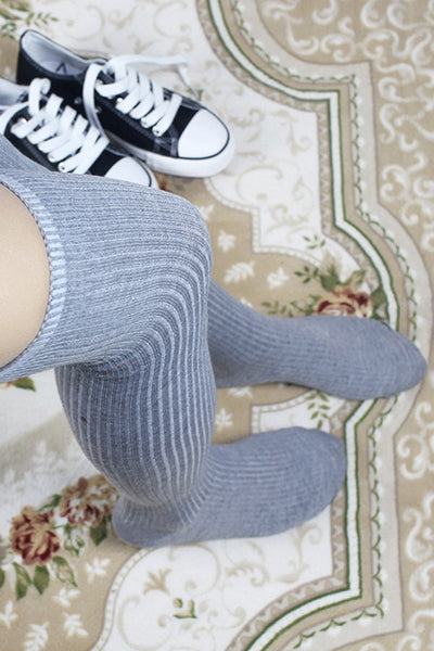 Winter Stripe Over Knee High Socks, Her Socks, Cute Long Socks