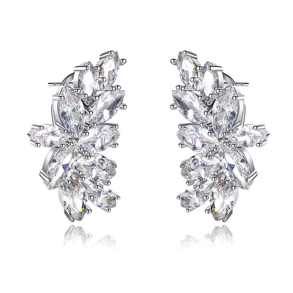 Clear Cubic Zirconia Diamond Stud Earrings, Big Earrings, Bridal Earrings