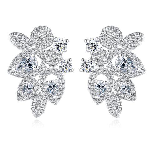 Butterfly Cubic Zirconia Stud Earrings, Bridal Earrings, Party Earrings