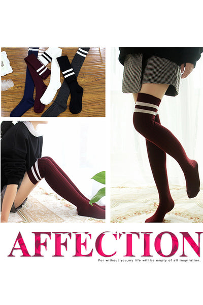 Japanese/Korean Style Stripe Over Knee High Socks, Cute Knee High Socks, Her High Knee Socks