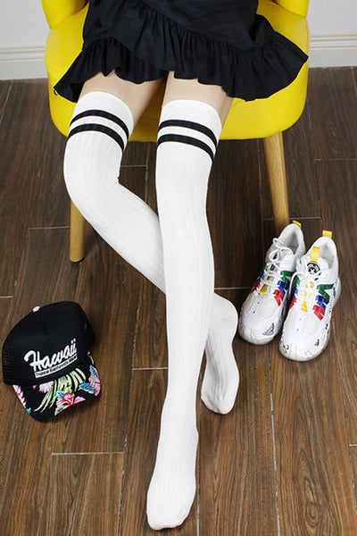 Japanese/Korean Style Twisted Over Knee High Socks, Solid Cute Knee High Socks, Her High Knee Socks