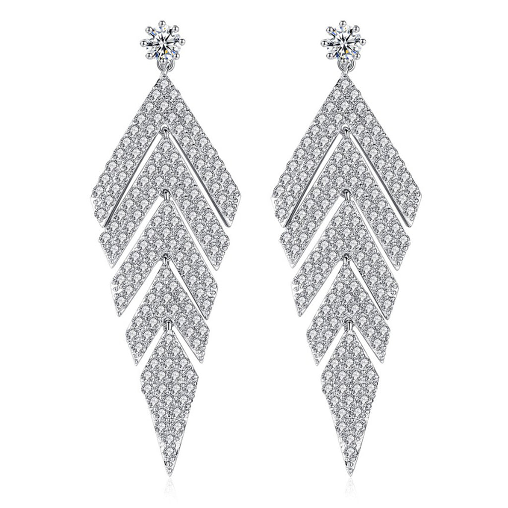 Geometric Brinco Cubic Zirconia Wedding Earrings, Bridal Earrings, Bridesmaid Earrings