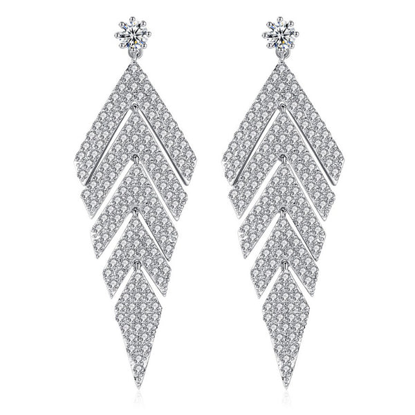 Geometric Brinco Cubic Zirconia Wedding Earrings, Bridal Earrings, Bridesmaid Earrings
