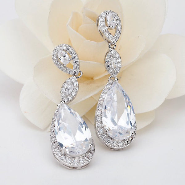Cubic Zirconia Wedding Earrings, Bridal Earrings, Bridesmaid Earrings, Dinner Earrings