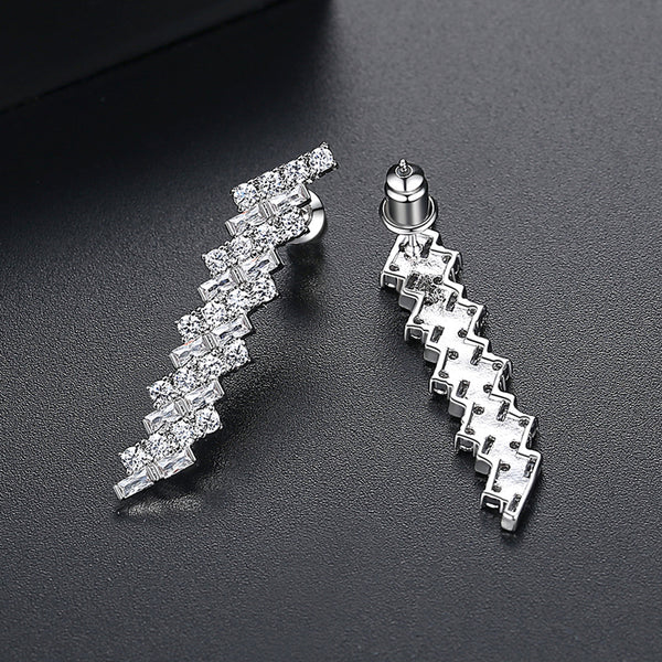 Geometric Cubic Zirconia Wedding Earrings, Bridal Earrings, Bridesmaid Earrings