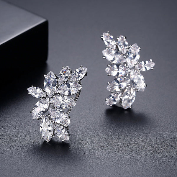 Clear Cubic Zirconia Diamond Stud Earrings, Big Earrings, Bridal Earrings