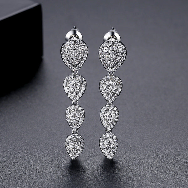 Korean Style Cubic Zirconia Wedding Earrings, Bridal Earrings, Bridesmaid Earrings