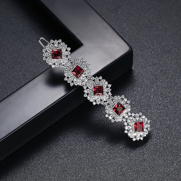 Clear Luxury Korean Design Cubic Zirconia Wedding Hair Pin, Bridal Hair Pin