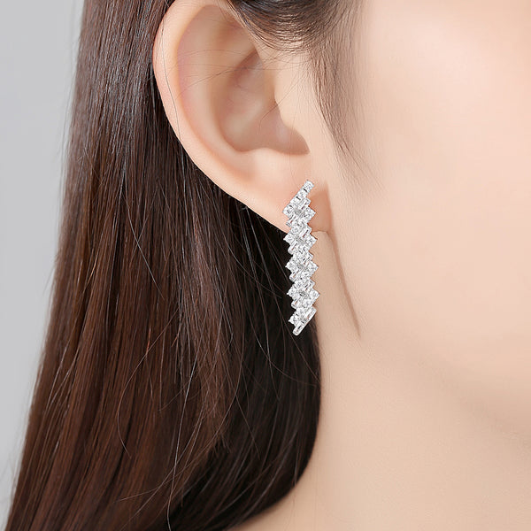 Geometric Cubic Zirconia Wedding Earrings, Bridal Earrings, Bridesmaid Earrings