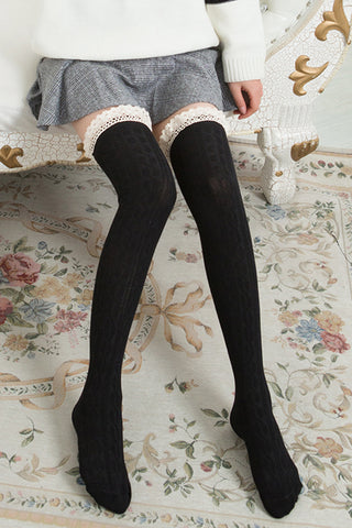 Japanese/Korean Style Over Knee High Socks, Cute Lace Knee High Socks, Her High Knee Socks