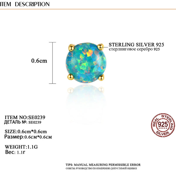 Blue Round Opal  with Sterling Silver 925