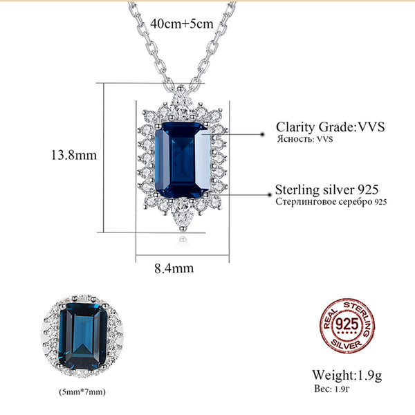 Dark Blue Ruby Pendant Necklace with Sterling Silver 925