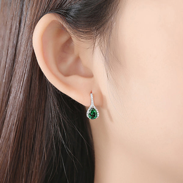 Green Sapphire Drop Earring  with Sterling Silver 925