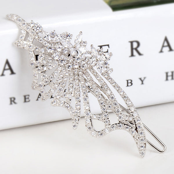 Butterfly Cubic Zirconia Crystal Hair Clip, Cubic Zirconia Wedding Hair Clip, Bridal Hair Clip