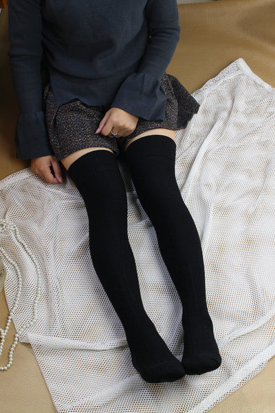 Japanese Style Extra Thick Winter Over Knee High Socks, Warm Over Knee High Socks