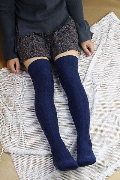 Japanese Style Extra Thick Winter Over Knee High Socks, Warm Over Knee High Socks
