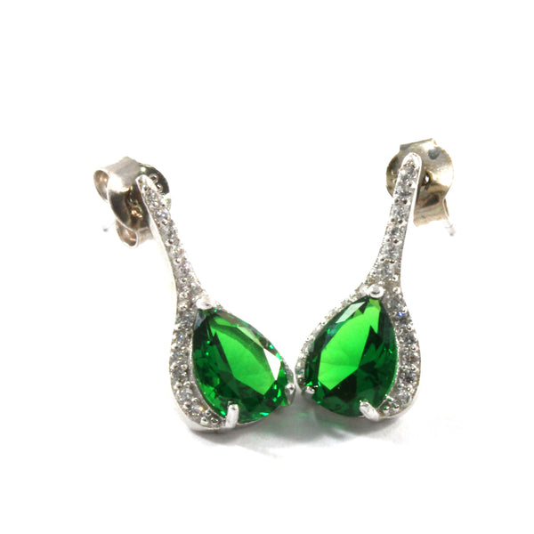 Green Sapphire Drop Earring  with Sterling Silver 925