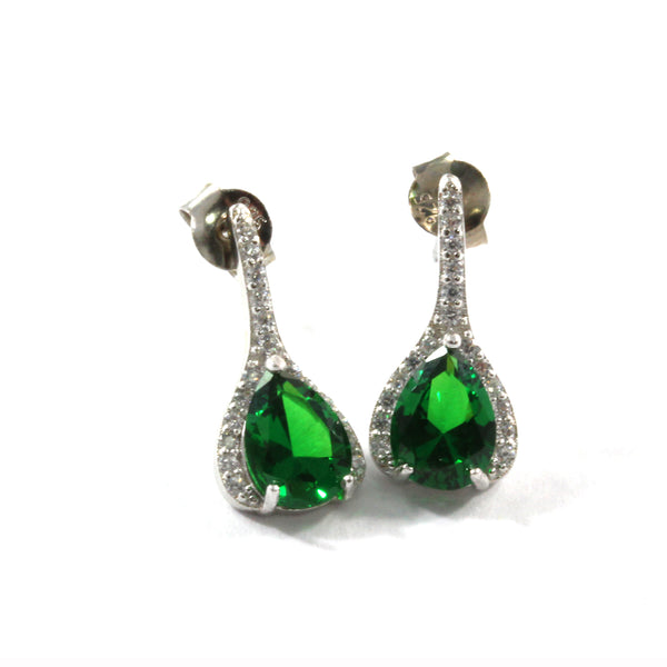 Green Sapphire Drop Earring  with Sterling Silver 925