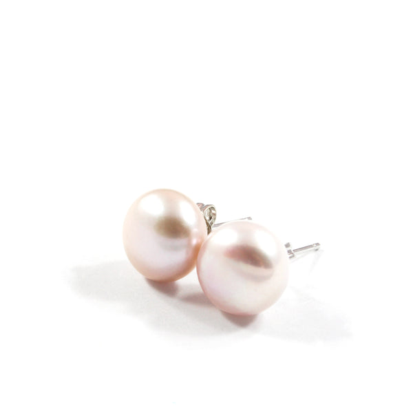 White/Pink/Orange Freshwater Cultured Pearl Stud Earrings with Sterling  Silver 1 pair 10.5-11.0mm