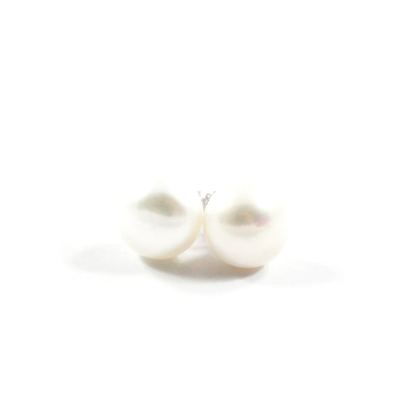 White/Pink/Orange Freshwater Cultured Pearl Stud Earrings with Sterling  Silver 1 pair 10.5-11.0mm