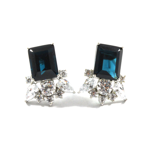 Vintage Sapphire Stud Dainty Earring with Sterling Silver 925