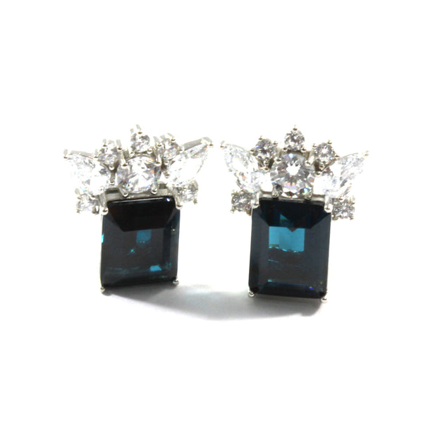 Vintage Sapphire Stud Dainty Earring with Sterling Silver 925