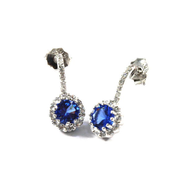 Blue Sapphire Birthstone Drop Earring with Sterling Silver 925