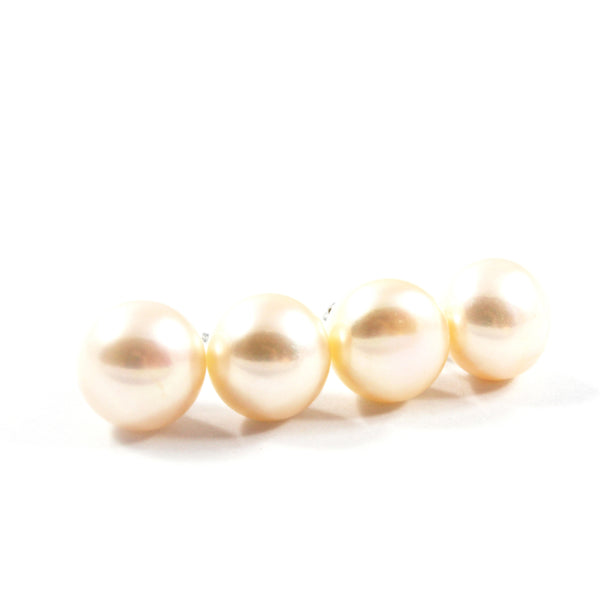White/Pink/Orange Freshwater Cultured Pearl Stud Earrings with Sterling Silver 2 pairs 11.5-12.0mm