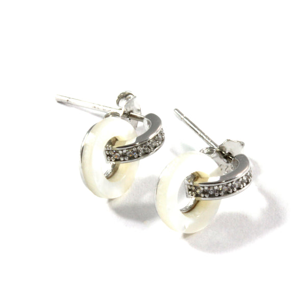 Cubic Zirconia Sea Shell Earrings with Sterling Silver 925