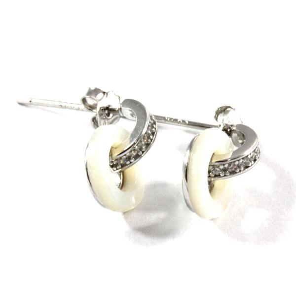 Cubic Zirconia Sea Shell Earrings with Sterling Silver 925