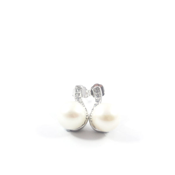 White Freshwater Cultured Pearl Stud Earrings with Sterling Silver 925 8.0-8.5mm