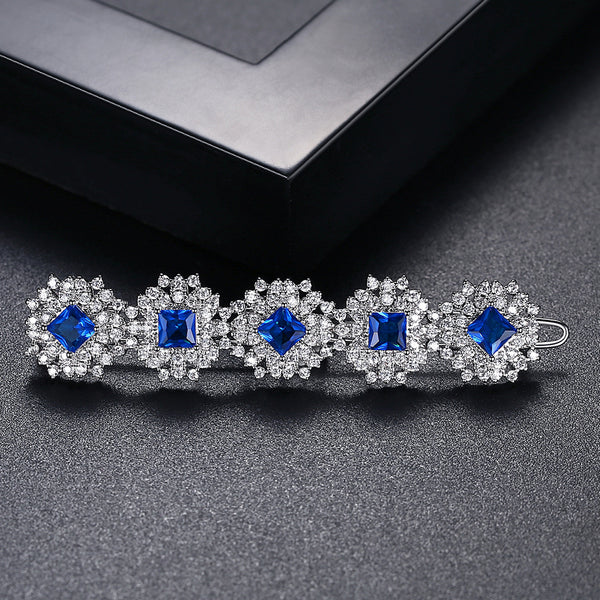 Clear Luxury Korean Design Cubic Zirconia Wedding Hair Pin, Bridal Hair Pin