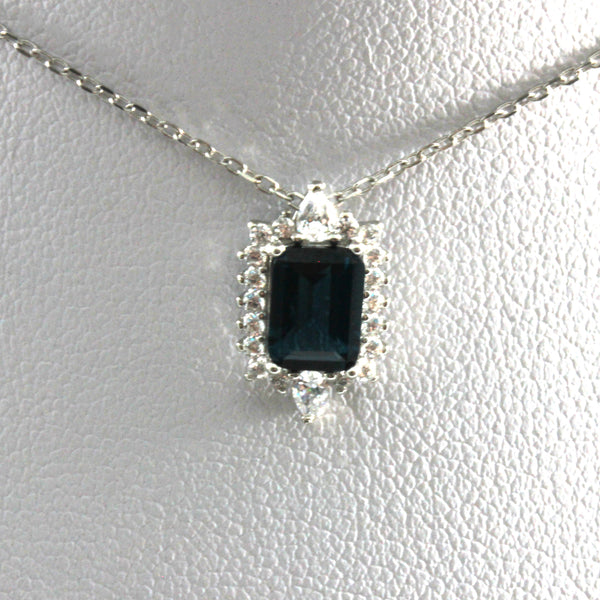 Dark Blue Ruby Pendant Necklace with Sterling Silver 925