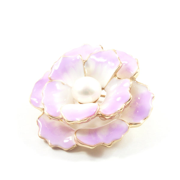 Peony Flower Freshwater Cultured Pearl Brooch 7.5-8.0mm