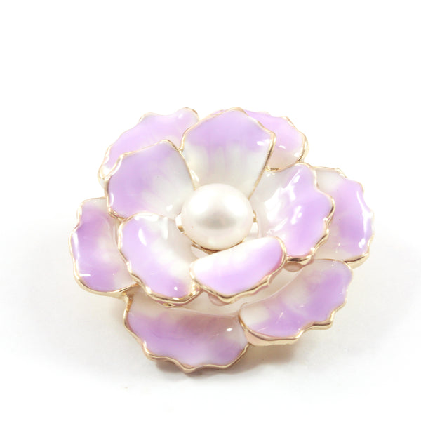 Peony Flower Freshwater Cultured Pearl Brooch 7.5-8.0mm