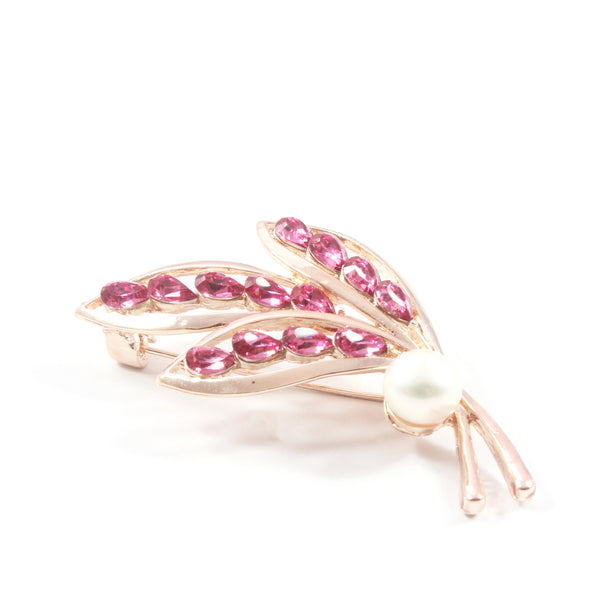 Pink Grass Freshwater Cultured Pearl Brooch 9.5-10.0mm