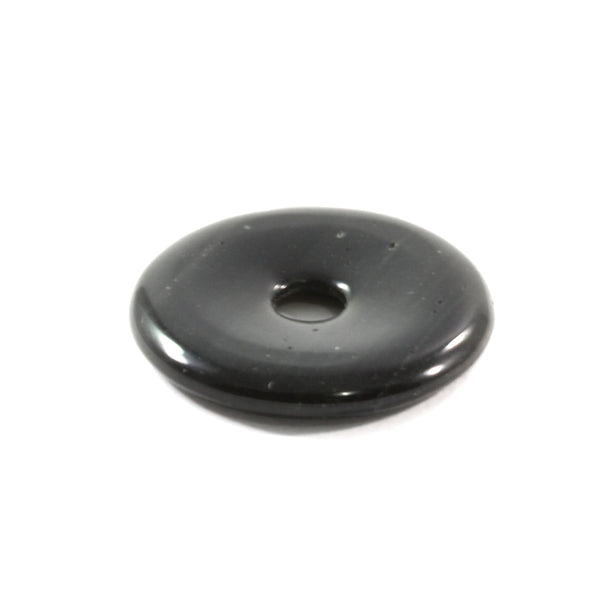 Black Agate Donut Pendant 30mm
