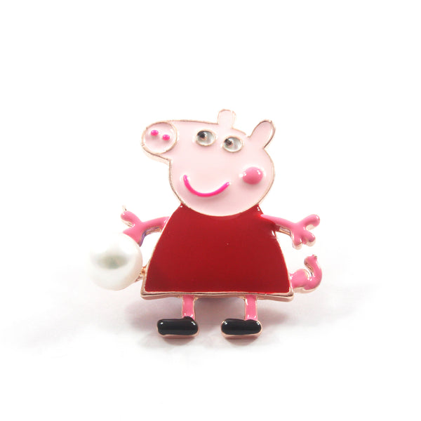 Red Peppa Pig Freshwater Cultured Pearl Brooch 9.5-10.0mm