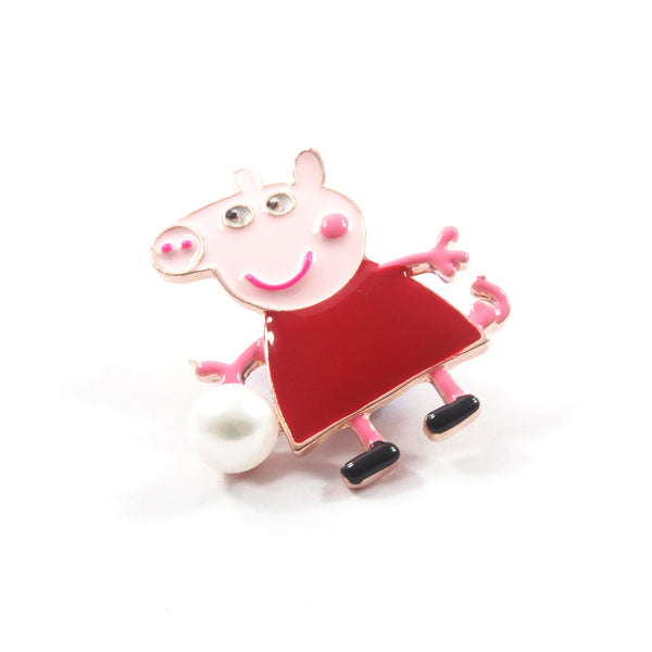 Red Peppa Pig Freshwater Cultured Pearl Brooch 9.5-10.0mm