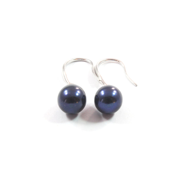 Black/Grey  Freshwater Cultured Pearl  Drop Earrings with Sterling Silver 8.5-9.0mm
