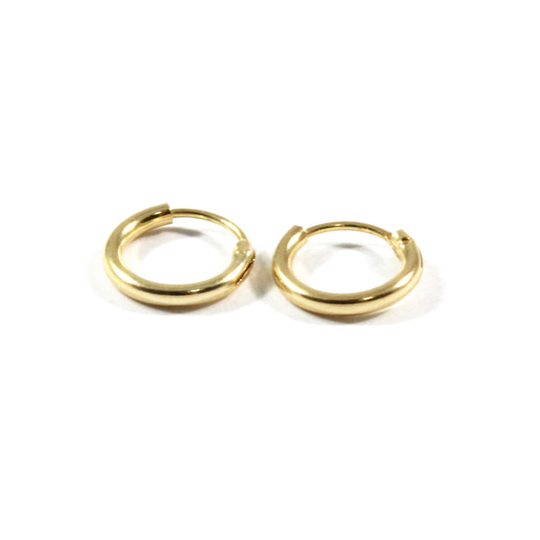 Sleepers Earrings Plain Sterling Silver 925 Gold Plated size from 6mm to 30mm