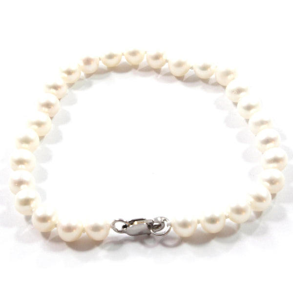 White Bridal Freshwater Cultured Pearl Bracelet 17.50cm 6.5mm-7.0mm