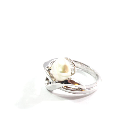 White Freshwater Cultured Pearl Ring with Sterling Silver 8.5-9.0mm