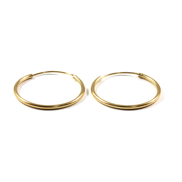 Sleepers Earrings Plain Sterling Silver 925 Gold Plated size from 6mm to 30mm