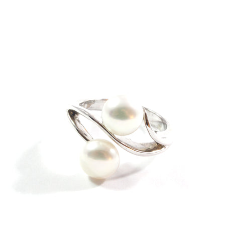 White Freshwater Cultured Pearl Ring with Sterling Silver 7.5-8.0mm