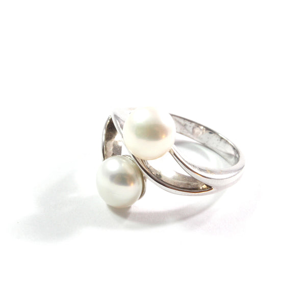 White Freshwater Cultured Pearl Ring with Sterling Silver 7.5-8.0mm