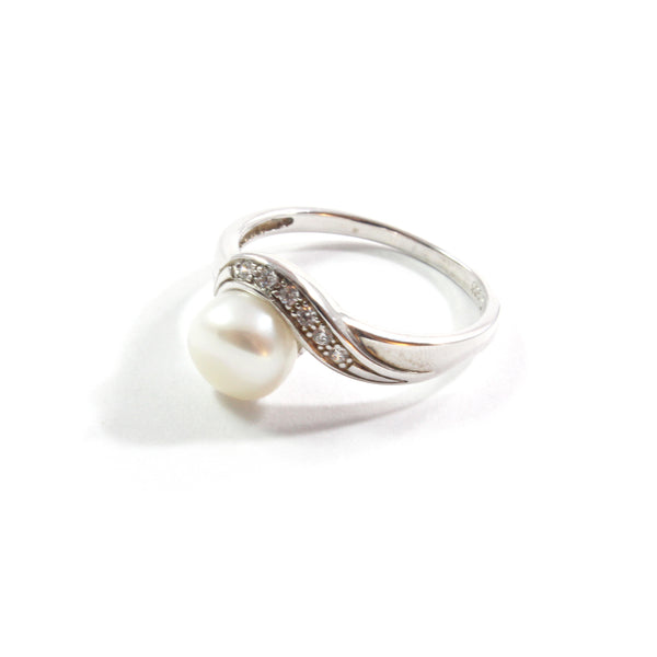 White  Freshwater Cultured Pearl Ring with Sterling Silver 7.5-8.0mm