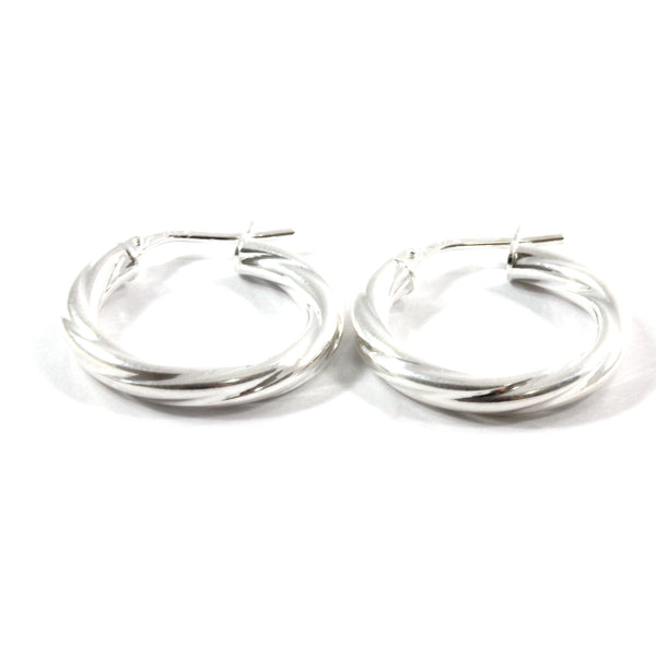 Italian Sterling Silver 925  Hinged Twisted Hoop Earrings